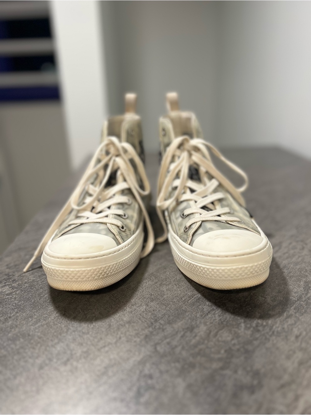 Dior B23 High-Top Sneakers in Gray and White - Picture 2 of 6